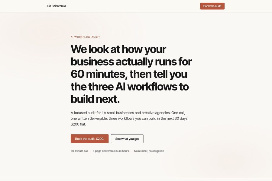 Screenshot of the AI Workflow Audit landing page